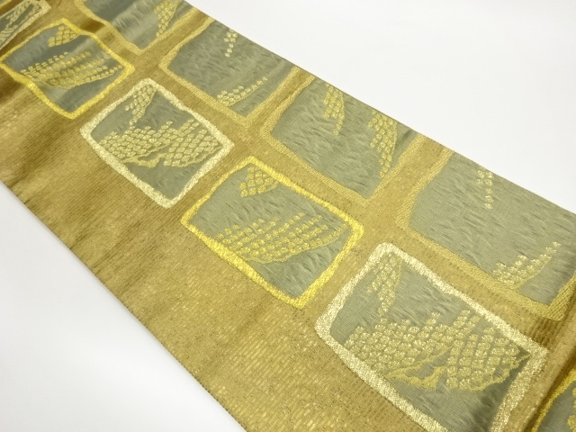 JAPANESE FUKURO OBI / PULP CLOTH / KIN-TOSHI / WOVEN ABSTRACT PINE